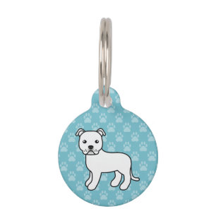 White Staffordshire Bull Terrier Dog & Pet's Info Pet Tag