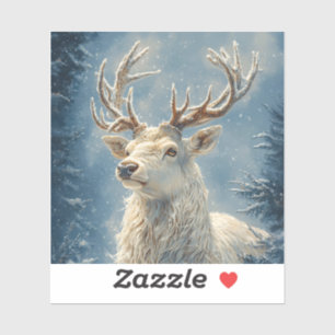 White Stag Portrait Mystical Winter Art