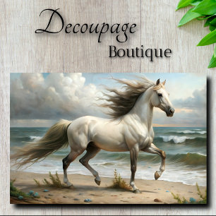 White Stallion By the Sea Decoupage Tissue Paper
