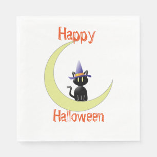 White Standard Luncheon Napkin/Black Cat Napkin