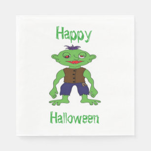 White Standard Luncheon Napkin/green Monster Napkin