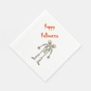 White Standard Luncheon Napkin/Skeletons Napkin