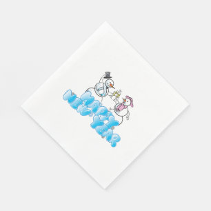 White Standard Luncheon Napkin/Snowmen Napkin