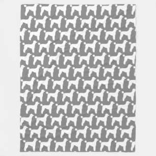White Standard Poodle Dog Silhouettes Pattern Grey Fleece Blanket