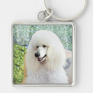 White Standard Poodle Key Ring