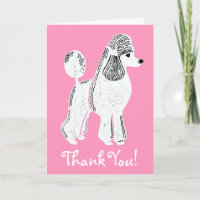 White Standard Poodle Pink Thank You Card