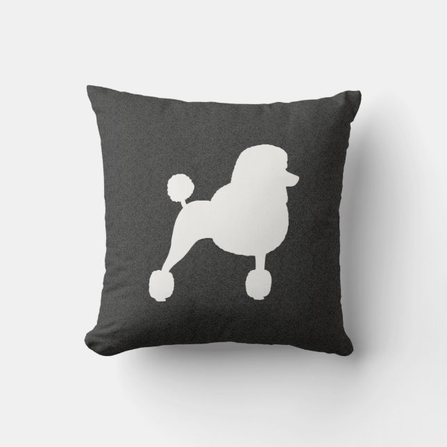 White Standard Poodle Silhouette Cushion (Front)
