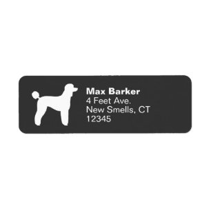 White Standard Poodle Silhouette Return Address