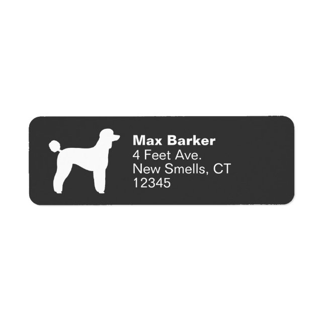 White Standard Poodle Silhouette Return Address (Front)