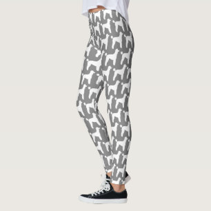White Standard Poodle Silhouettes Pattern Leggings