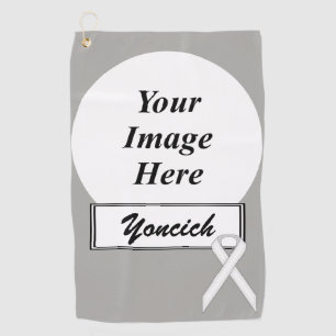 White Standard Ribbon by Kenneth Yoncich Golf Towel