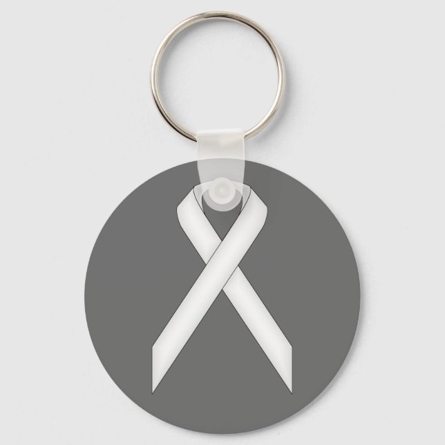 White Standard Ribbon by Kenneth Yoncich Key Ring (Front)