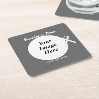 White Standard Ribbon Template by Kenneth Yoncich Square Paper Coaster