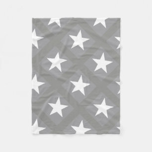 White Star Elegant Grey Colour Design Stars Fleece Blanket