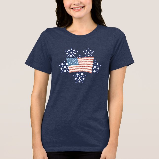 White Star Fire Works and Pointillism Flag Tee (Front)