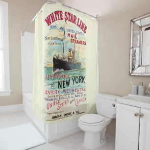 WHITE STAR LINE OCEAN MAIL STEAMER SHOWER CURTAIN