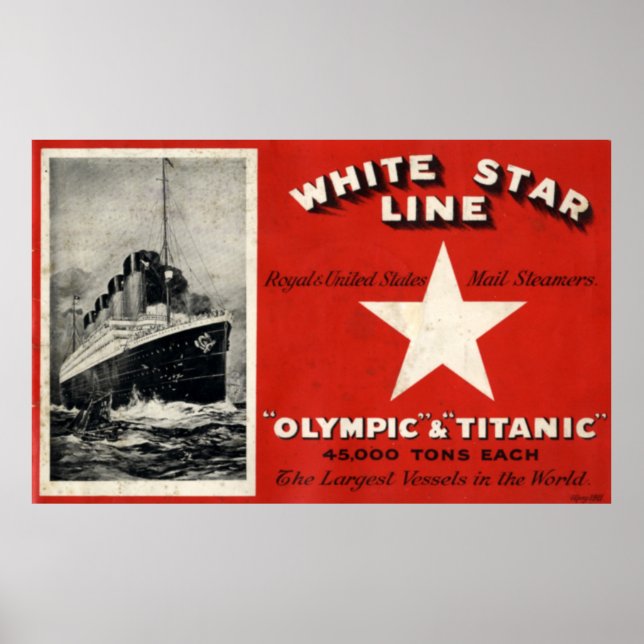 White Star Line Olympic and Titanic Poster (Front)