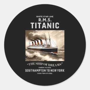 White Star Line Rms Titanic Ship Boys Kids Men  Classic Round Sticker