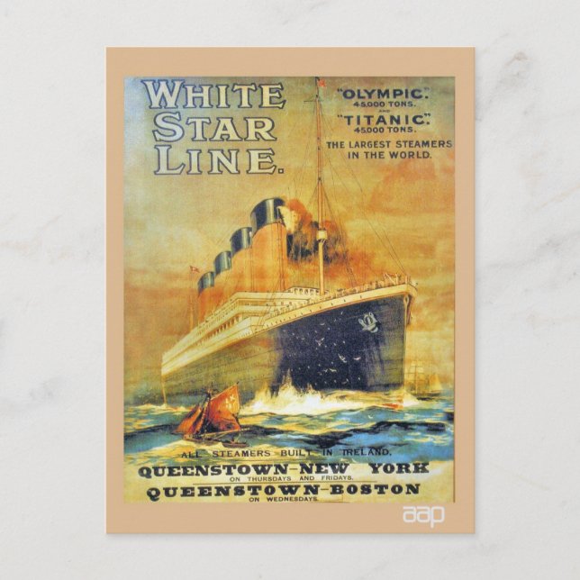 White Star Line Titanic & Olympic ad Postcard (Front)