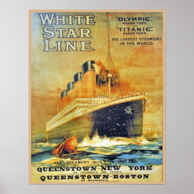 White Star Line Titanic & Olympic ad Poster (Front)