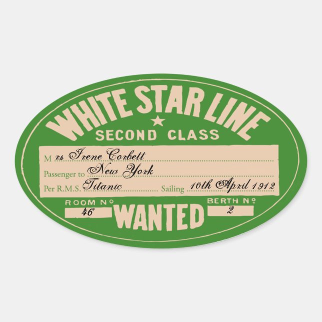 White Star Line (To customise) Oval Sticker (Front)