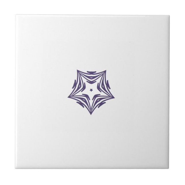 White star mauve purple outline white background tile (Front)