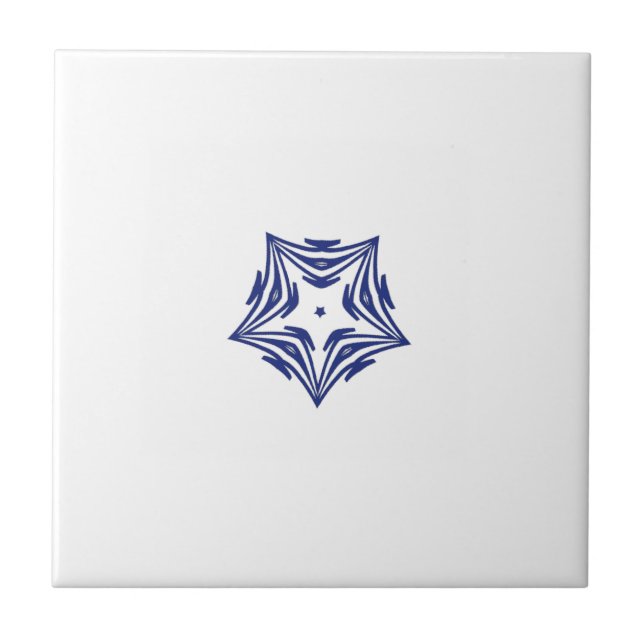 White star navy blue outline white background tile (Front)