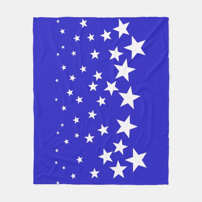 White star pattern on blue background fleece blanket (Front)