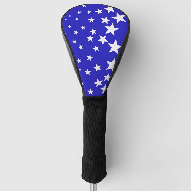 White star pattern on blue background golf head cover (Front)