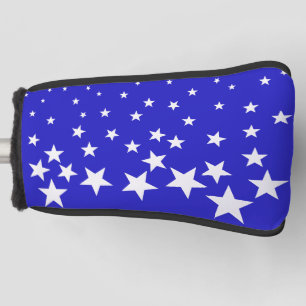White star pattern on blue background golf head cover