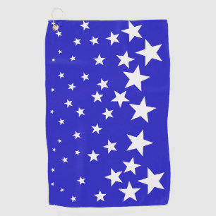 White star pattern on blue background golf towel