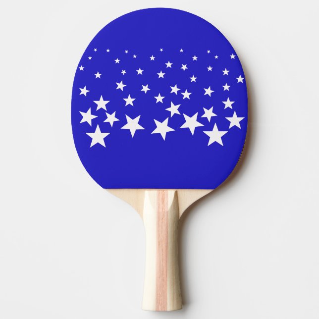 White star pattern on blue background ping pong paddle (Front)