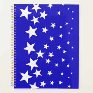 White star pattern on blue background planner