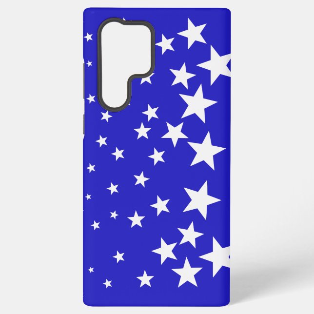 White star pattern on blue background samsung galaxy s22 ultra case (Back)