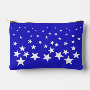 White star pattern on blue background small accessory pouch