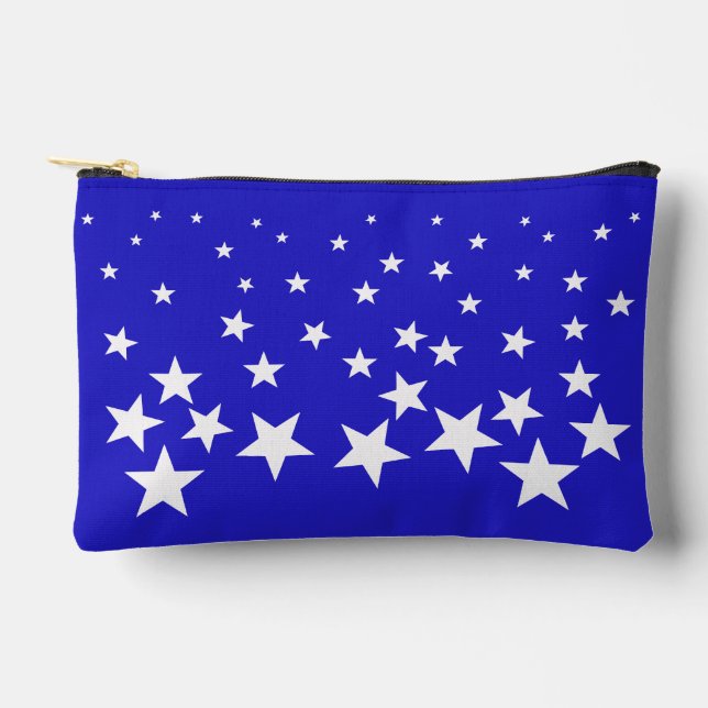 White star pattern on blue background small accessory pouch (Front)