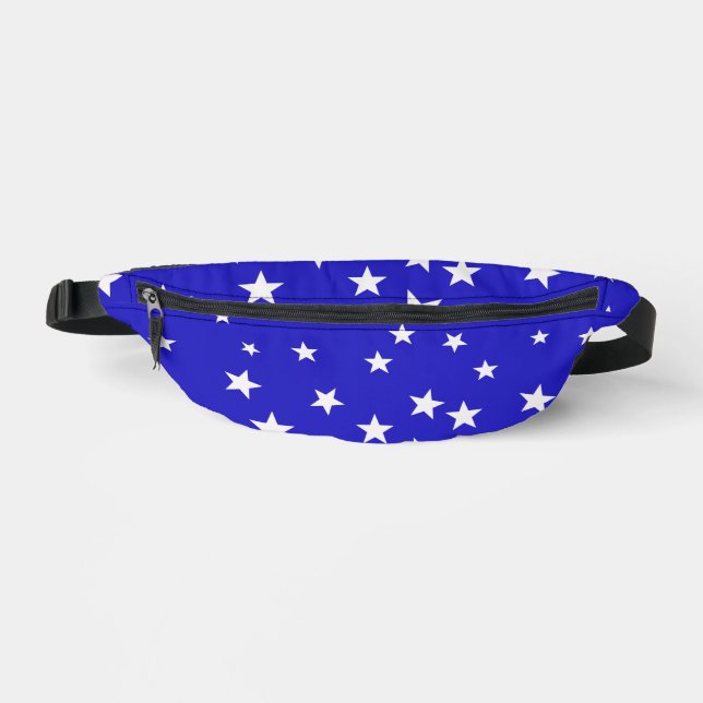 White star pattern on blue background small bum bags (Front)
