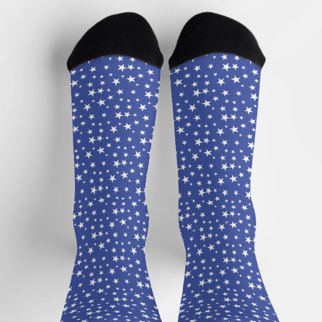 White Star Pattern on Blue Socks (Top)