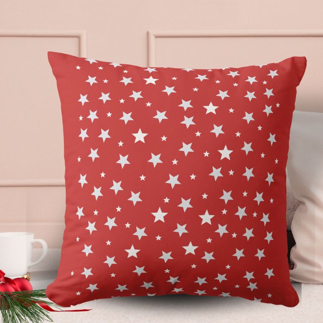 White Star Pattern on Red Cushion (Creator Uploaded)