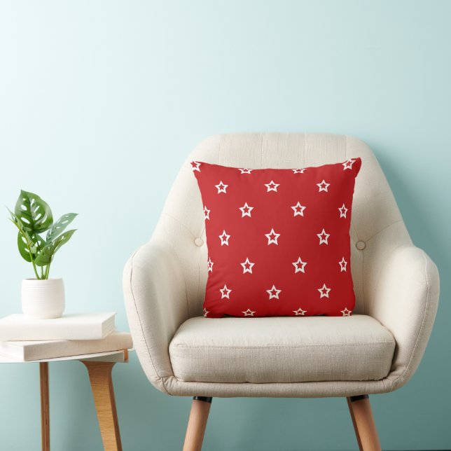 White Star Pattern on Red Cushion (Chair)