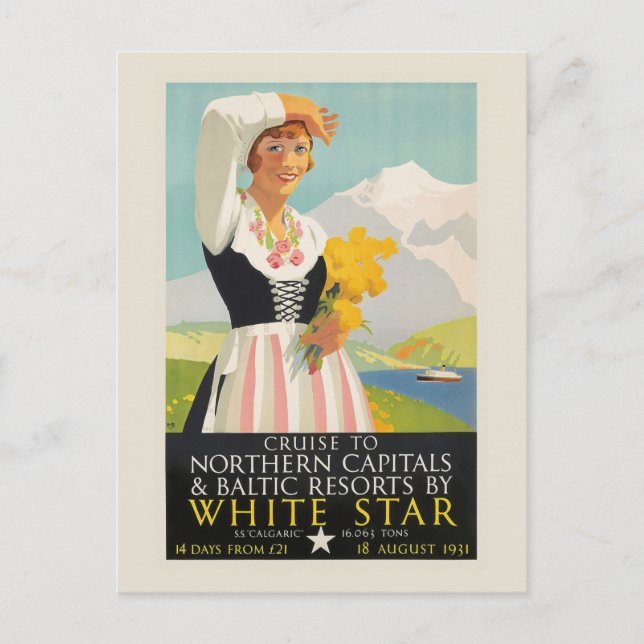 White Star Vintage Poster 1931 Postcard (Front)