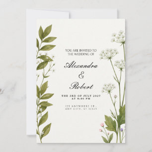 White Star Wildflower Watercolor Botanical Invitation
