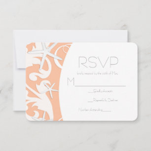 White Starfish Coral Beach Elegant Wedding RSVP Card