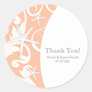 White Starfish Coral Beach Wedding Favour Classic Round Sticker