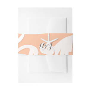 White Starfish Coral Orange Elegant Wedding Invitation Belly Band