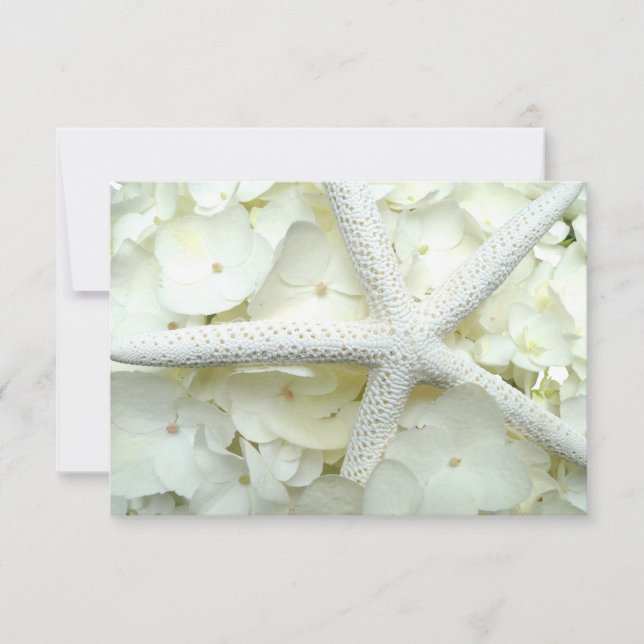 White Starfish Floral Blank Flat Note Note Card (Front)