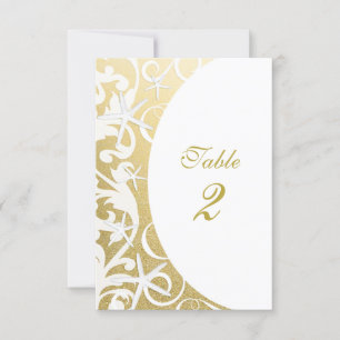 White Starfish Gold Beach Wedding Table Numbers