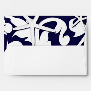 White Starfish Navy Blue Beach Wedding Invitation Envelope