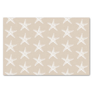 White Starfish Pattern Coastal Nautical Tissue Paper