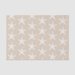 White Starfish Pattern Coastal Nautical Tissue Paper